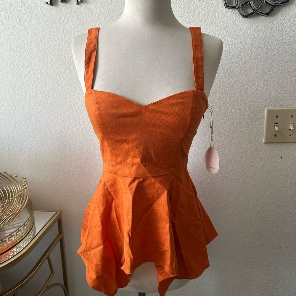 Camila  Coelho  Orange Peplum Top Sz XS cocktail top semi formal